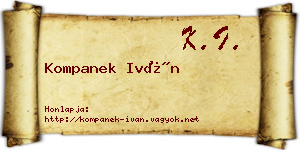 Kompanek Iván névjegykártya